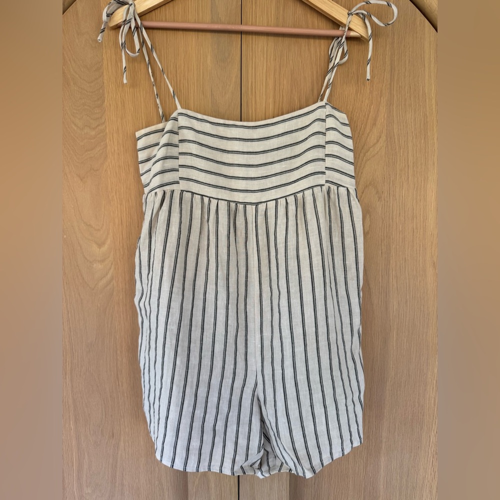 Miou Muse Striped Adjustable Tie Jumpsuit Romper Size L